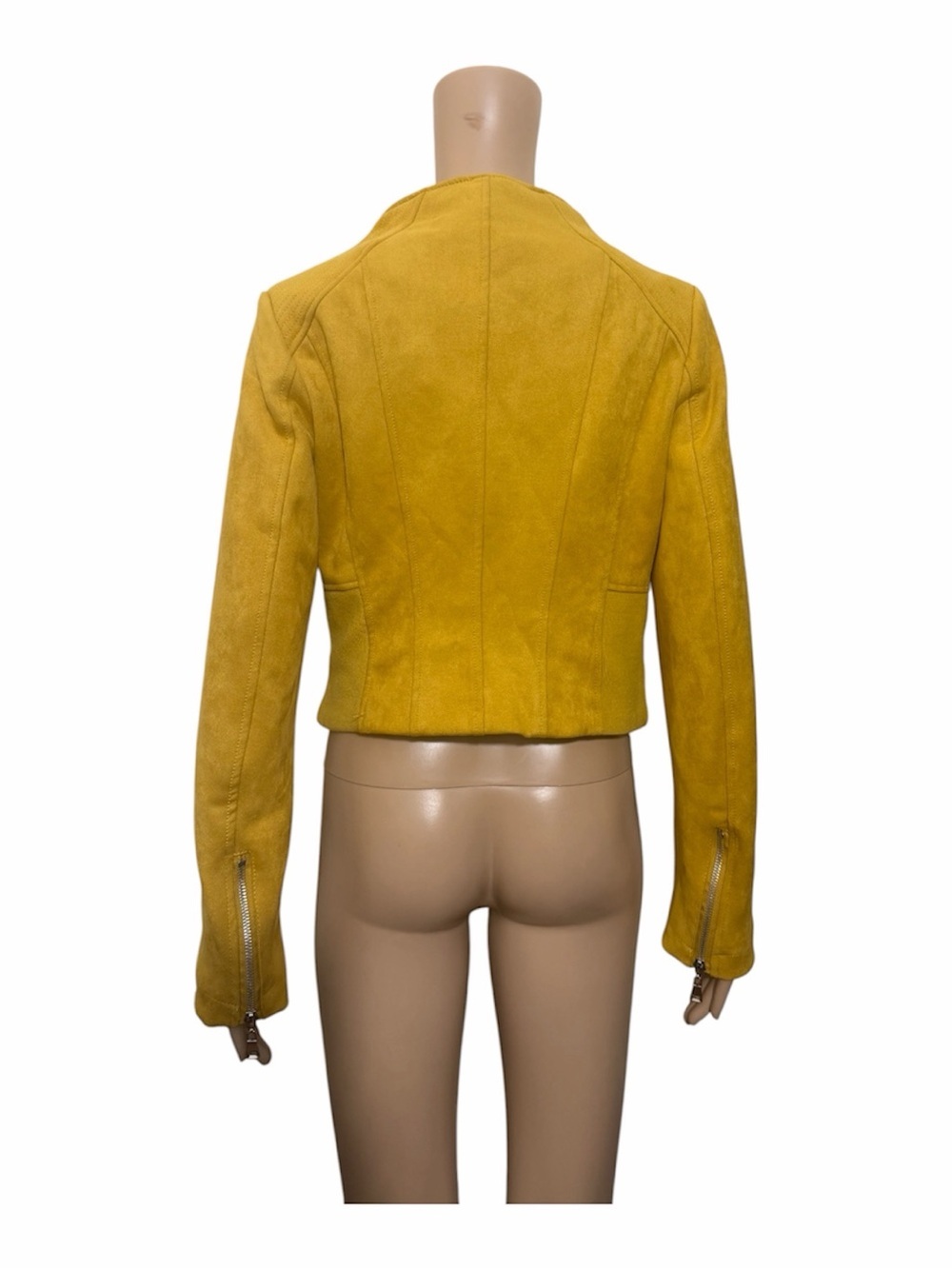 Molly Bracken faux suede Mustard Zip-Front Suede-Look Jacket - Picture 4 of 6